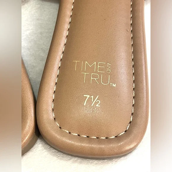 Time and Tru Brown Slide Sandals with Gold Accent Women’s Size 7.5 NWT - Picture 5 of 15